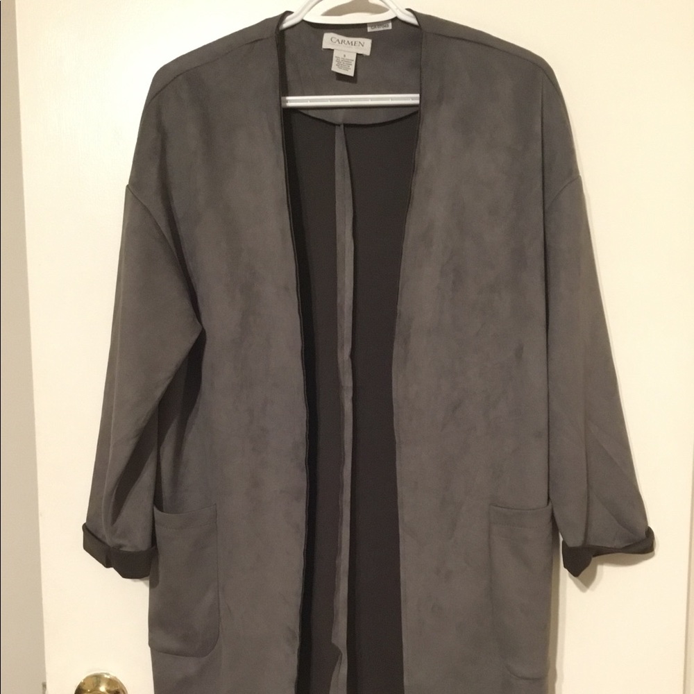 Carmen Marc Valvo faux suede grey blazer- NWOT